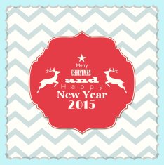 christmas and new year 2015 label with reindeer N3
