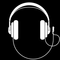 White Headphones Silhouette on a black background Vector