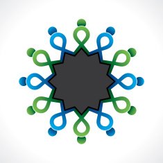 creative teamwork or unity label design concept