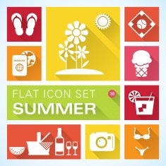 Flat icons 10 Summer
