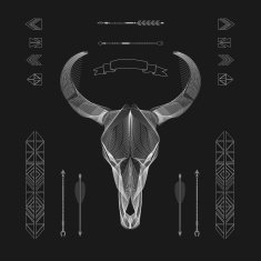 Abstract animal background line art Skull Antlers Vector Isolated N11