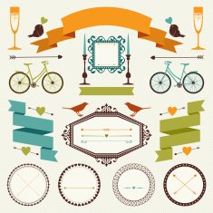 Decorative set of holiday objects and signs