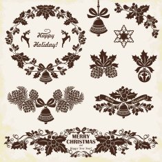 Collection of silhouettes vintage Christmas decorations set 3