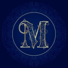 Vintage floral alphabet letter M