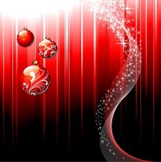 Christmas illustration with shiny glass ball on red background N2