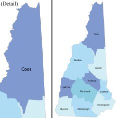 New Hampshire state - county map