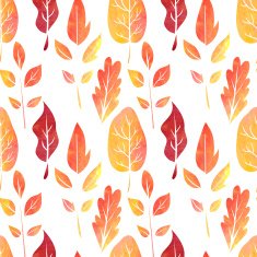 vector watercolor seamless pattern with leaves N3