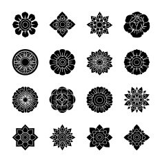 Thai Motifs Flowers Silhouette Icons N2
