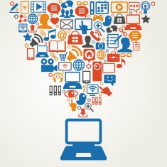 social media network background with icons vector N7