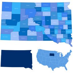 South Dakota state & counties map