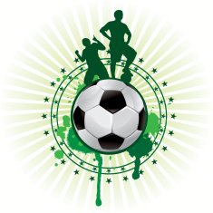 vector emblem with soccer ball and sportsmans