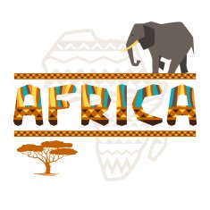 African ethnic background with geometric ornament and symbols N3