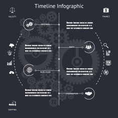 Timeline Infographics Symbols Elements and Icons Vintage Retro Style Design N2