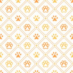 Animal seamless vector pattern of paw footprint line and dot