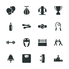 Boxing Silhouette Icons N2