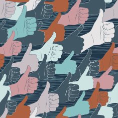 Thumbs up Drawn by hands seamless pattern Flat style N5