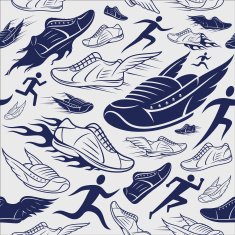 Sport Shoes Running Man Background Seamles Pattern Icons N2