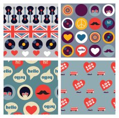 set of vector seamless british hipster patterns N2