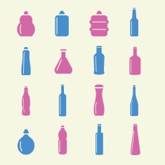 Bottle Collection Silhouette icons set 1