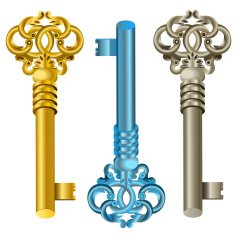 Vintage metal keys set - vector illustration