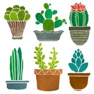 Watercolor cacti set N2