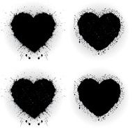 Set of black ink hearts N2