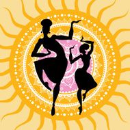 Mandala Indian dancers silhouettes N2