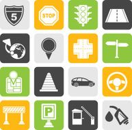 Silhouette Traffic road and travel icons N2