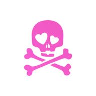 Pink skull in love ironic icon