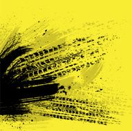 Black tire track on yellow background