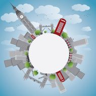 London panorama with big ben and skyscrapers