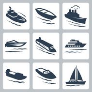 Vector water crafts icons set