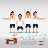 ercise man with music stereo - vector illustration