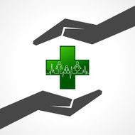 Save heartbeat with family and medical icon concept