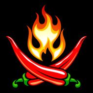 Vector Red chilli pepper in the shape of Jolly Roger N2