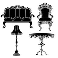 Vintage furniture set armchair sofa table floor lamp