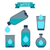 Water storage capacity icons in flat design style