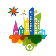 Green energy city silhouette N2