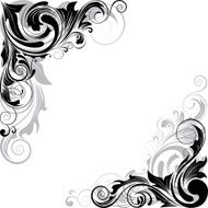 Swirl black and gray angle ornaments