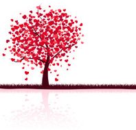 Valentine Tree with red hearts
