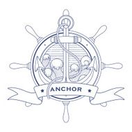 Nautical logo with a lighthouse and anchor N2