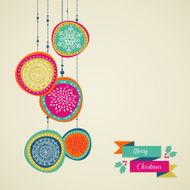Merry Christmas hand drawn circle baubles vector file