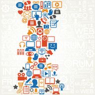 social media network background with icons vector N8