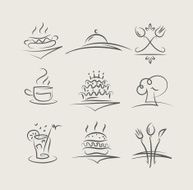 food and utensils set of vector icons N2