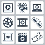 Vector isolated cinema video icons set