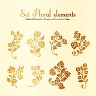 Vector set of Vintage floral elements N3