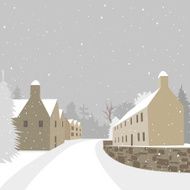 Winter village background vector illustration N2
