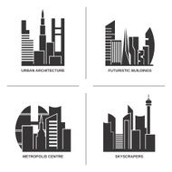 Urban architecture vector set City skyscrapers silhouette abstract collection