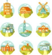 Buildings Icons Set N8