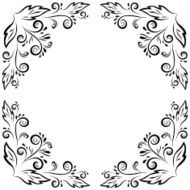 Abstract floral frame black contour